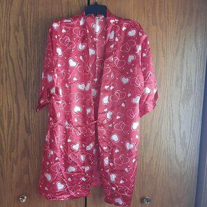 NEW ! Twinklzzz Kimono Style Top Short Sleeve Red/white Heart Pattern SizeS